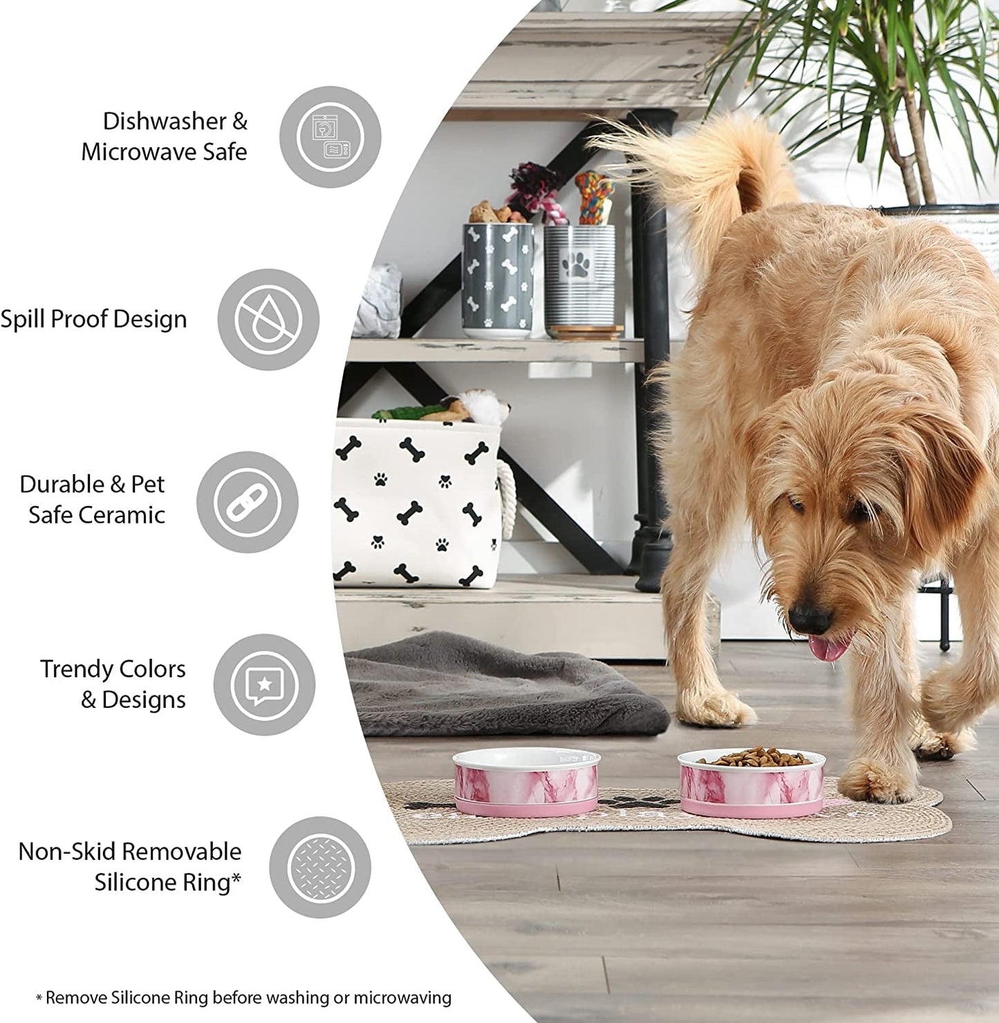 Paw & Patch Ceramic Pet Collection, Large Set, 7.5X2.4", Nautical Blue, (Pack of 2) - FurrrBabies & More! - 313024632622
