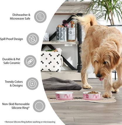 Paw & Patch Ceramic Pet Collection, Large Set, 7.5X2.4", Nautical Blue, (Pack of 2) - FurrrBabies & More! - 313024632622