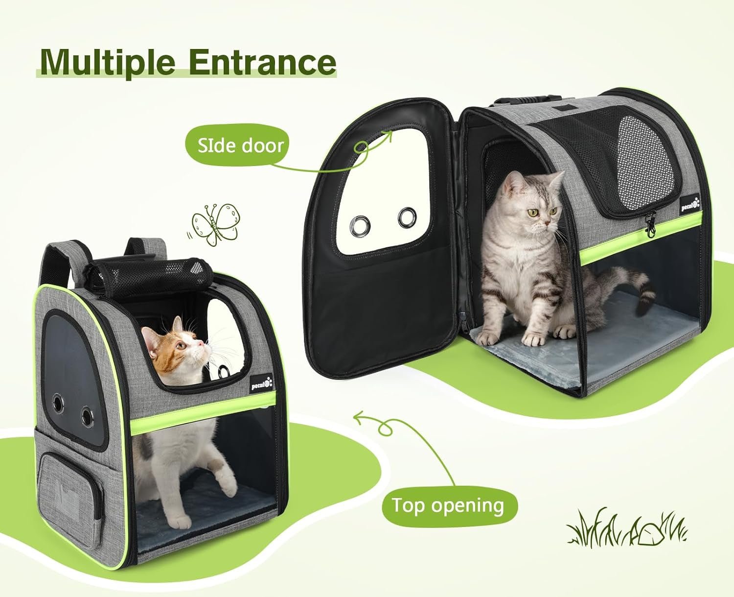 Pet Carrier Backpack, Cat Backpack Carrier, Expandable with Breathable Mesh for Small Dogs Cats Puppies, Dog Backpack Carrier for Hiking Travel Camping Outdoor, Hold Pets up to 18 Lbs - FurrrBabies & More! - 711181244397