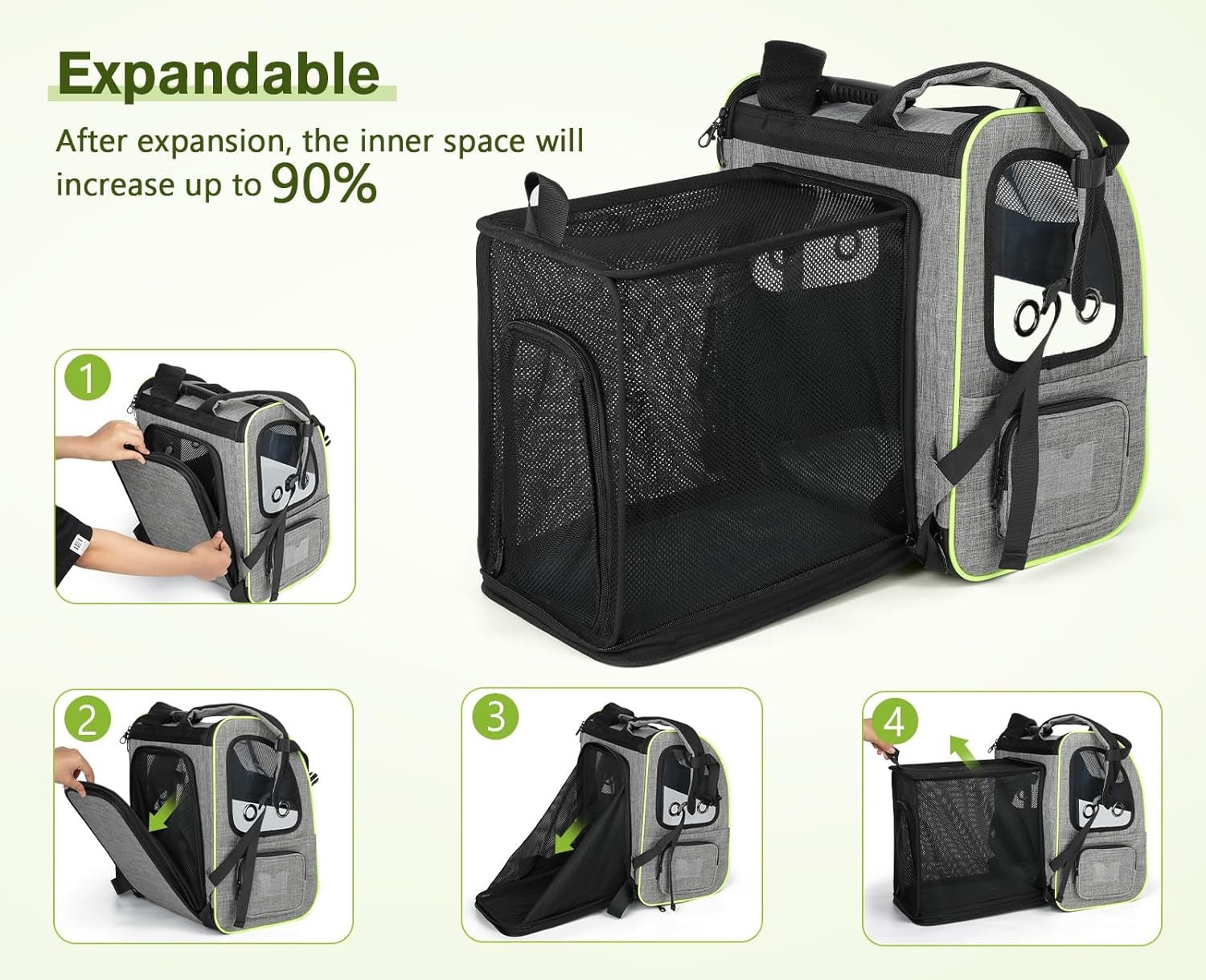 Pet Carrier Backpack, Cat Backpack Carrier, Expandable with Breathable Mesh for Small Dogs Cats Puppies, Dog Backpack Carrier for Hiking Travel Camping Outdoor, Hold Pets up to 18 Lbs - FurrrBabies & More! - 711181244397