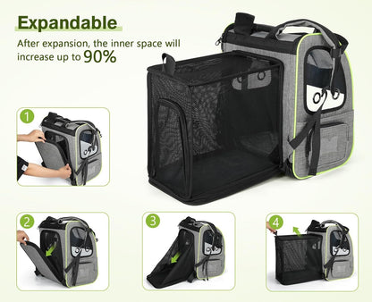 Pet Carrier Backpack, Cat Backpack Carrier, Expandable with Breathable Mesh for Small Dogs Cats Puppies, Dog Backpack Carrier for Hiking Travel Camping Outdoor, Hold Pets up to 18 Lbs - FurrrBabies & More! - 711181244397