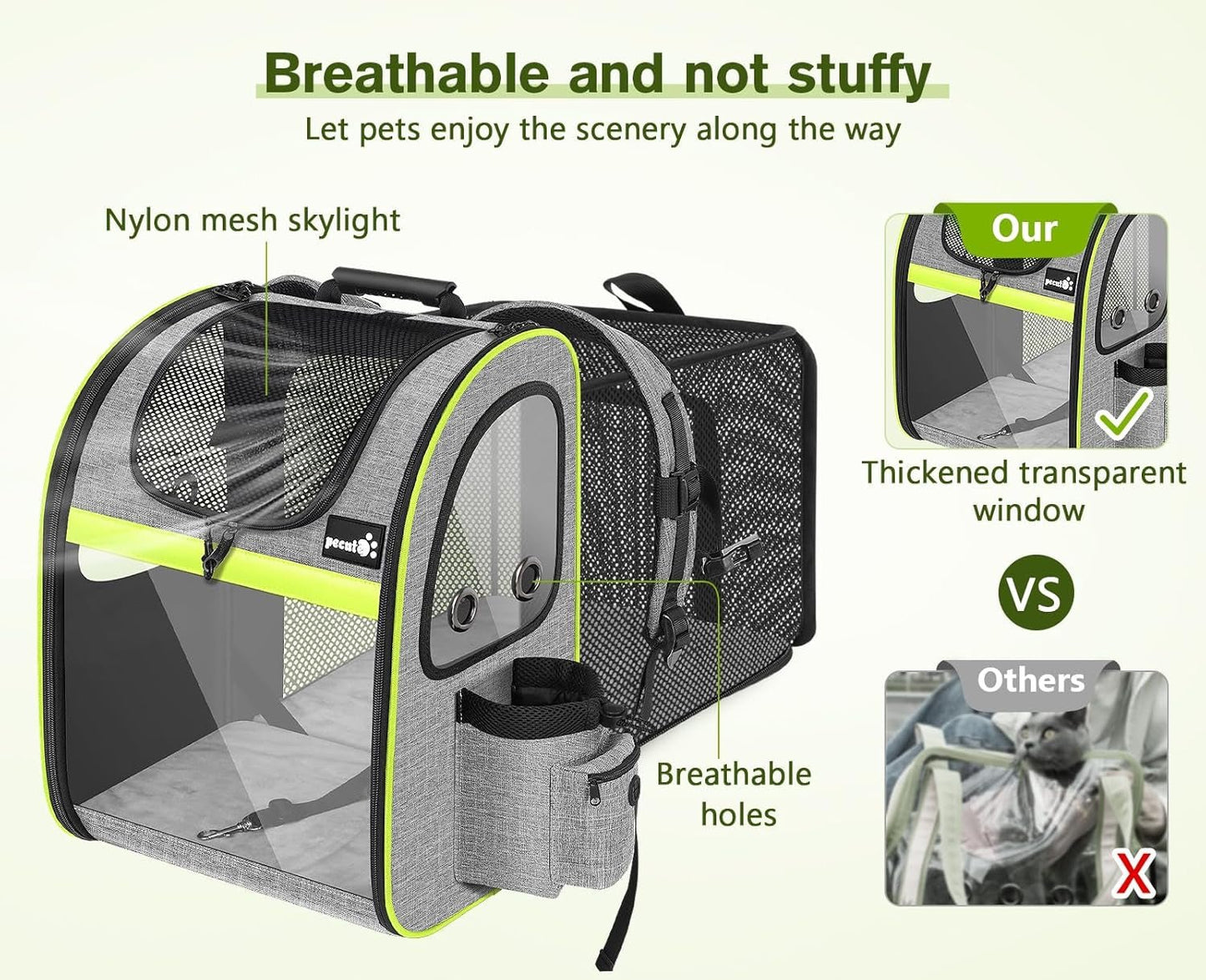 Pet Carrier Backpack, Cat Backpack Carrier, Expandable with Breathable Mesh for Small Dogs Cats Puppies, Dog Backpack Carrier for Hiking Travel Camping Outdoor, Hold Pets up to 18 Lbs - FurrrBabies & More! - 711181244397