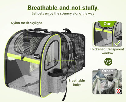 Pet Carrier Backpack, Cat Backpack Carrier, Expandable with Breathable Mesh for Small Dogs Cats Puppies, Dog Backpack Carrier for Hiking Travel Camping Outdoor, Hold Pets up to 18 Lbs - FurrrBabies & More! - 711181244397