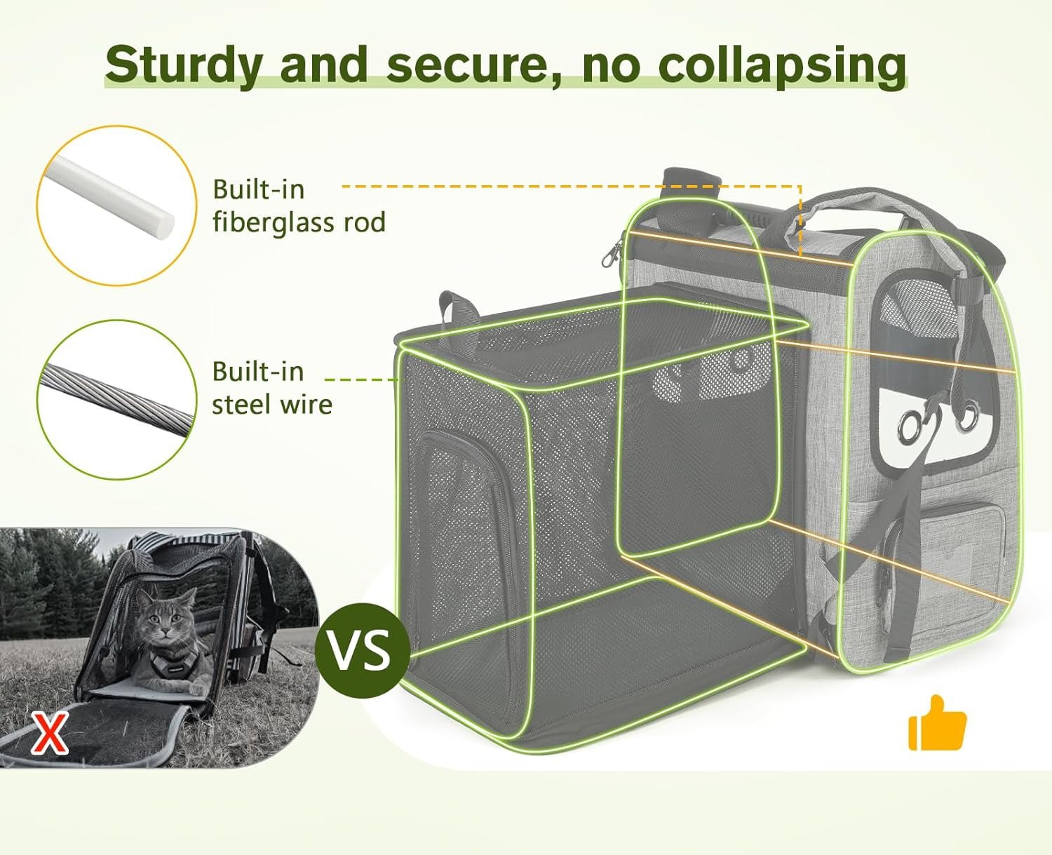 Pet Carrier Backpack, Cat Backpack Carrier, Expandable with Breathable Mesh for Small Dogs Cats Puppies, Dog Backpack Carrier for Hiking Travel Camping Outdoor, Hold Pets up to 18 Lbs - FurrrBabies & More! - 711181244397