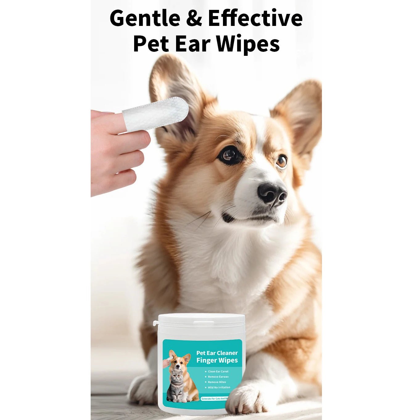 Pet Cleaning Products Ear Cleaning Wipes Ear Care Fingertips Ear Mite Removal Cat and Dog Ear Cleaning Pet Products - FurrrBabies & More! - 7445038554577