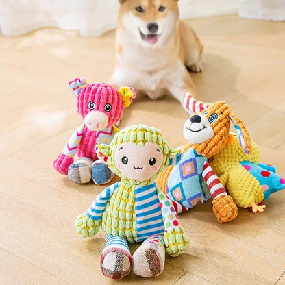 Pet Plush Toy Cat Dog Puzzle Toy Cute Animals Bite Resistant Interactive Squeaky Pet Dog Teeth Cleaning Chew Toy Pet Supplies - FurrrBabies & More! - 744759939388