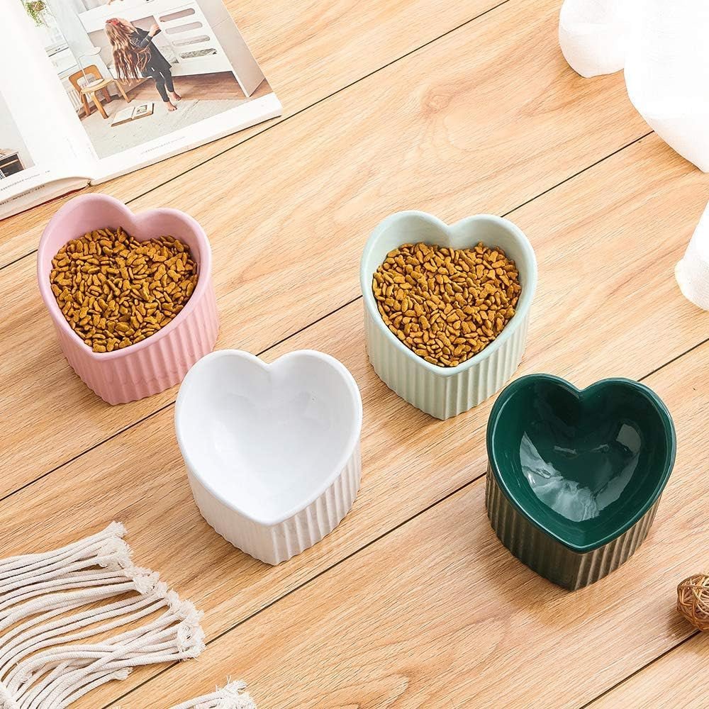 Pink Ceramic Raised Cat Bowls, Tilted Elevated Food or Water Bowls, Stress Free, Backflow Prevention, Dishwasher and Microwave Safe, Lead & Cadmium Free - FurrrBabies & More! - 726084572324