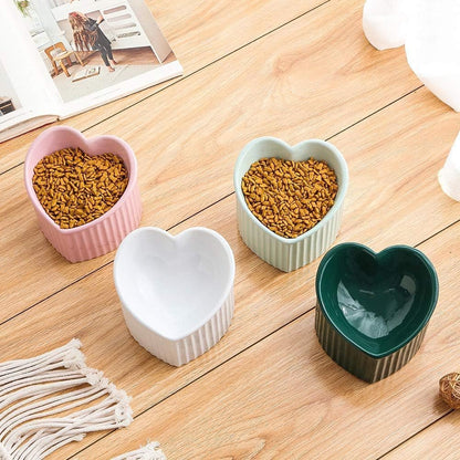 Pink Ceramic Raised Cat Bowls, Tilted Elevated Food or Water Bowls, Stress Free, Backflow Prevention, Dishwasher and Microwave Safe, Lead & Cadmium Free - FurrrBabies & More! - 726084572324
