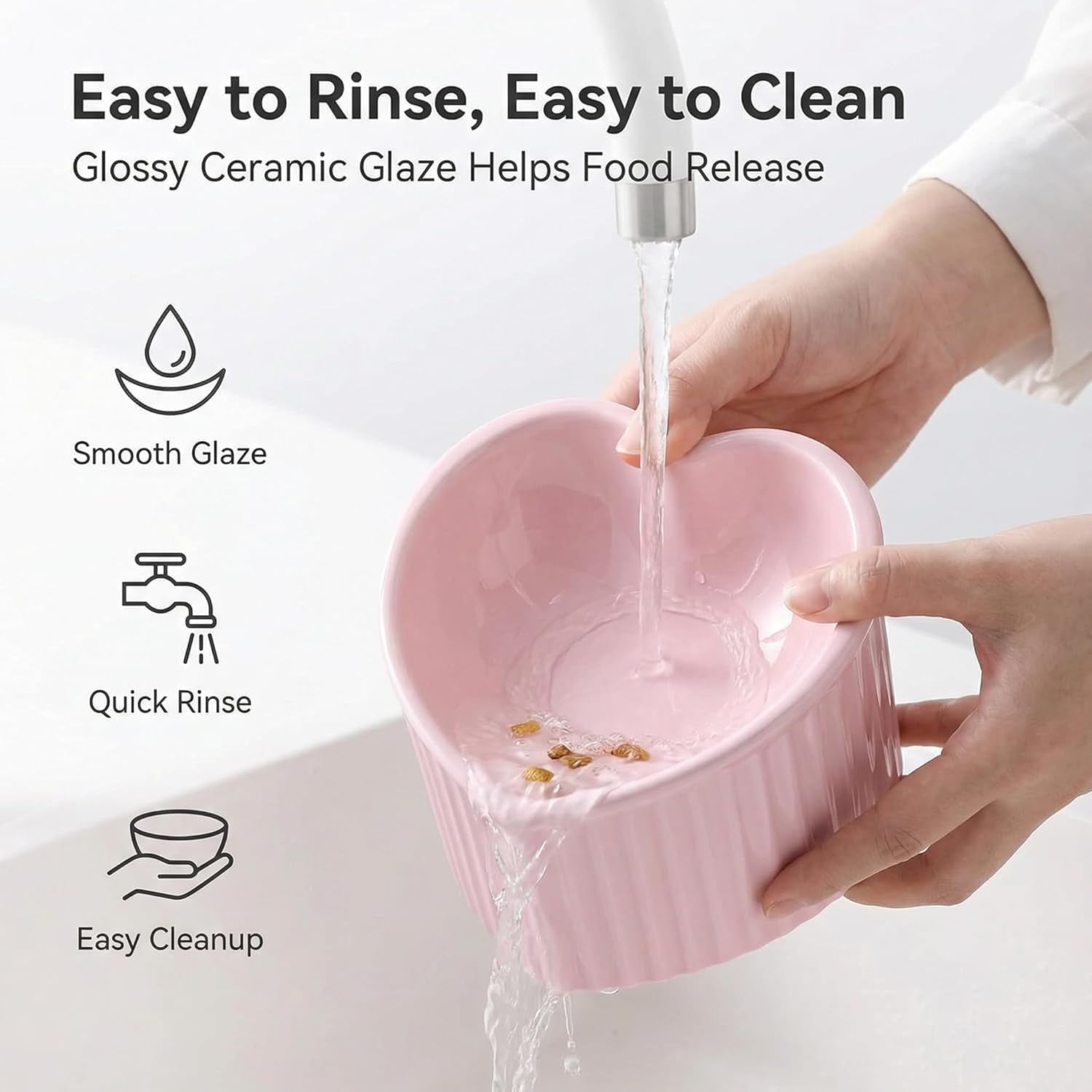 Pink Ceramic Raised Cat Bowls, Tilted Elevated Food or Water Bowls, Stress Free, Backflow Prevention, Dishwasher and Microwave Safe, Lead & Cadmium Free - FurrrBabies & More! - 726084572324