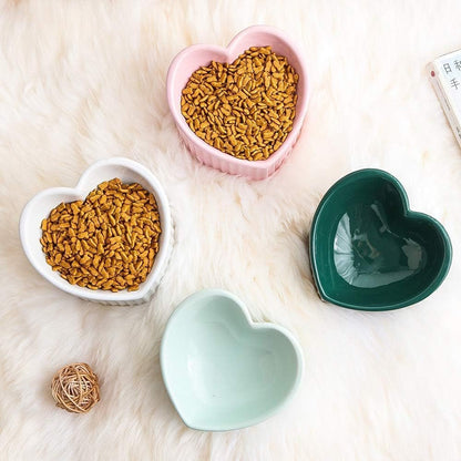 Pink Ceramic Raised Cat Bowls, Tilted Elevated Food or Water Bowls, Stress Free, Backflow Prevention, Dishwasher and Microwave Safe, Lead & Cadmium Free - FurrrBabies & More! - 726084572324