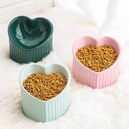 Pink Ceramic Raised Cat Bowls, Tilted Elevated Food or Water Bowls, Stress Free, Backflow Prevention, Dishwasher and Microwave Safe, Lead & Cadmium Free - FurrrBabies & More! - 726084572324