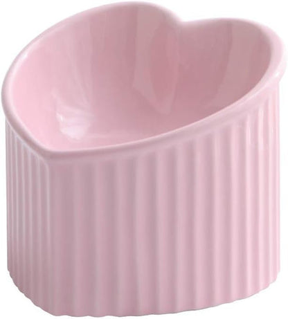 Pink Ceramic Raised Cat Bowls, Tilted Elevated Food or Water Bowls, Stress Free, Backflow Prevention, Dishwasher and Microwave Safe, Lead & Cadmium Free - FurrrBabies & More! - 726084572324