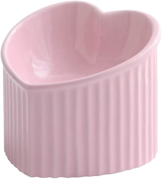 Pink Ceramic Raised Cat Bowls, Tilted Elevated Food or Water Bowls, Stress Free, Backflow Prevention, Dishwasher and Microwave Safe, Lead & Cadmium Free - FurrrBabies & More! - 726084572324