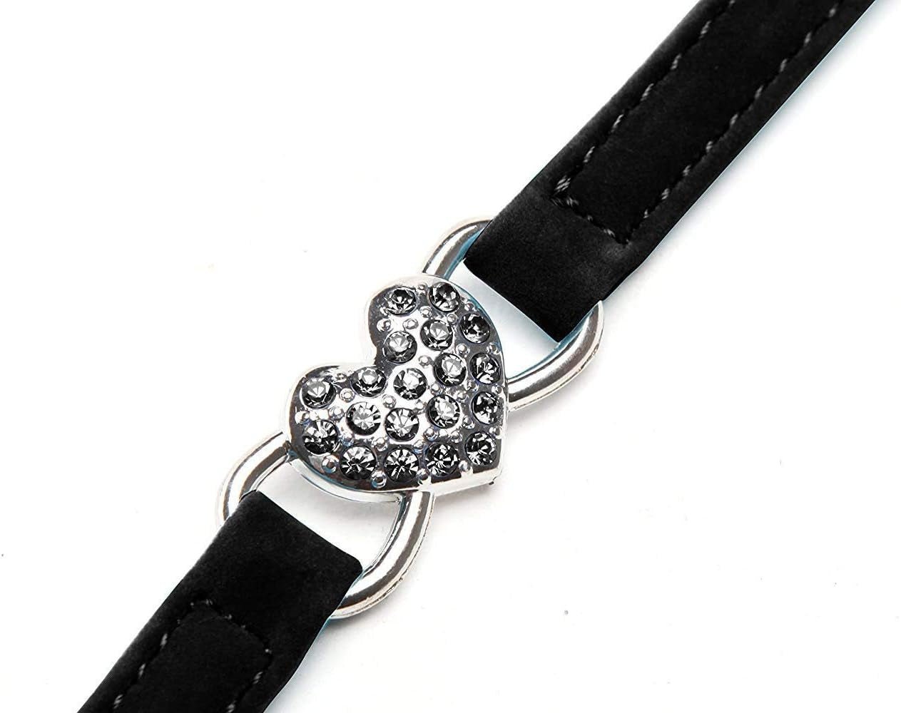Pink Soft Velvet Safe Cat Adjustable Collar with Crystal Heart Charm and Bells 8 - 11 Inches(Black+Red+Pink+Blue) - FurrrBabies & More! - 726084766242