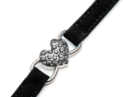 Pink Soft Velvet Safe Cat Adjustable Collar with Crystal Heart Charm and Bells 8 - 11 Inches(Black+Red+Pink+Blue) - FurrrBabies & More! - 726084766242