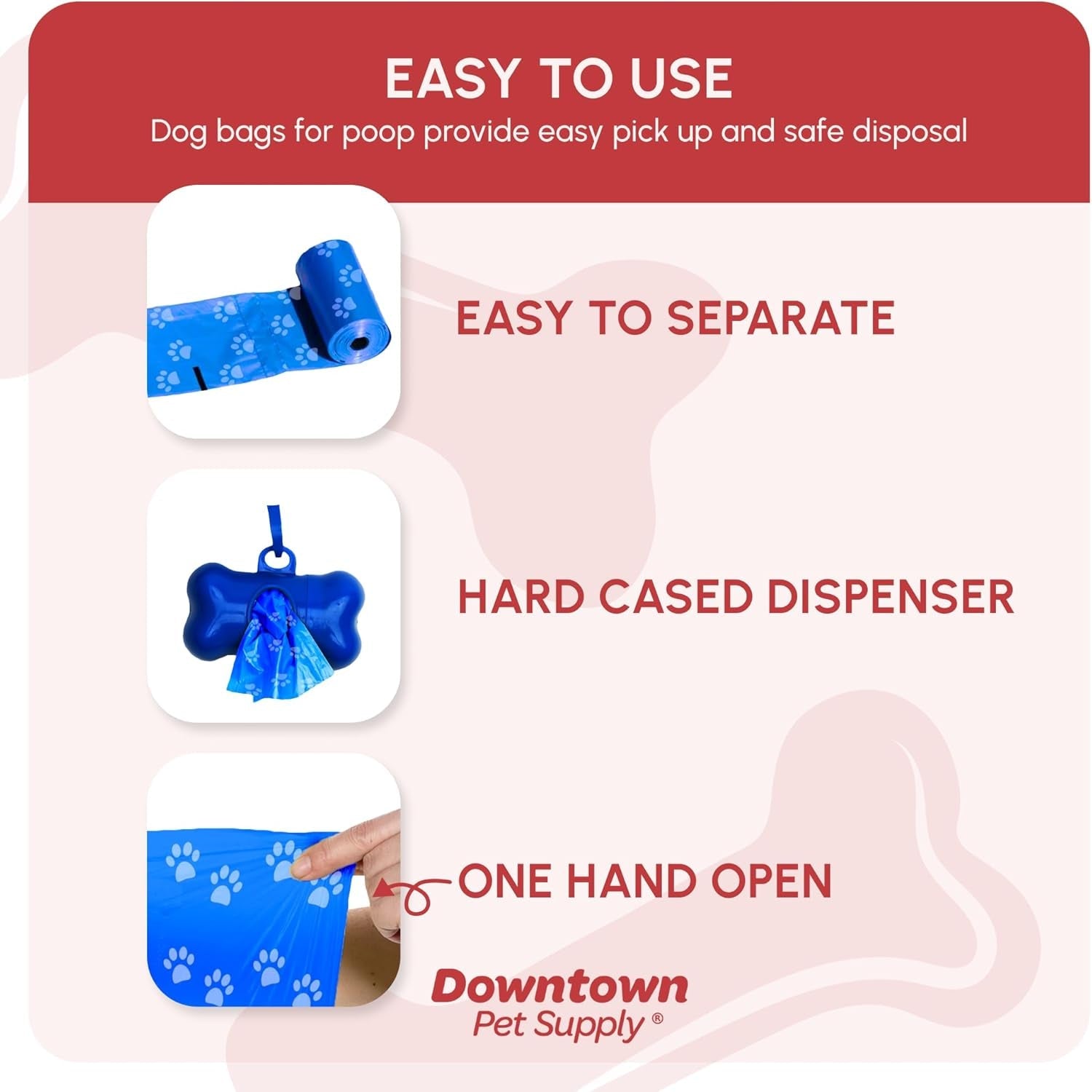 Poop Bags for Dogs with Dispenser, 180 Count - Leak - Proof Dog Waste Bags and Bone - Shaped Dog Poop Bags Holder for Leash - Rainbow with Paw Prints, 12.5" X 8.5" - FurrrBabies & More! - 7445016829888