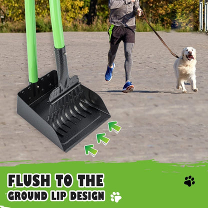 Pooper Scooper, Dog Pooper Scooper Long Handle Stainless Metal Tray and Rake Set for Medium Small Dogs Heavy Duty - Use on Grass, Dirt or Gravel - Pet Supplies (Green) - FurrrBabies & More! - 711181823974