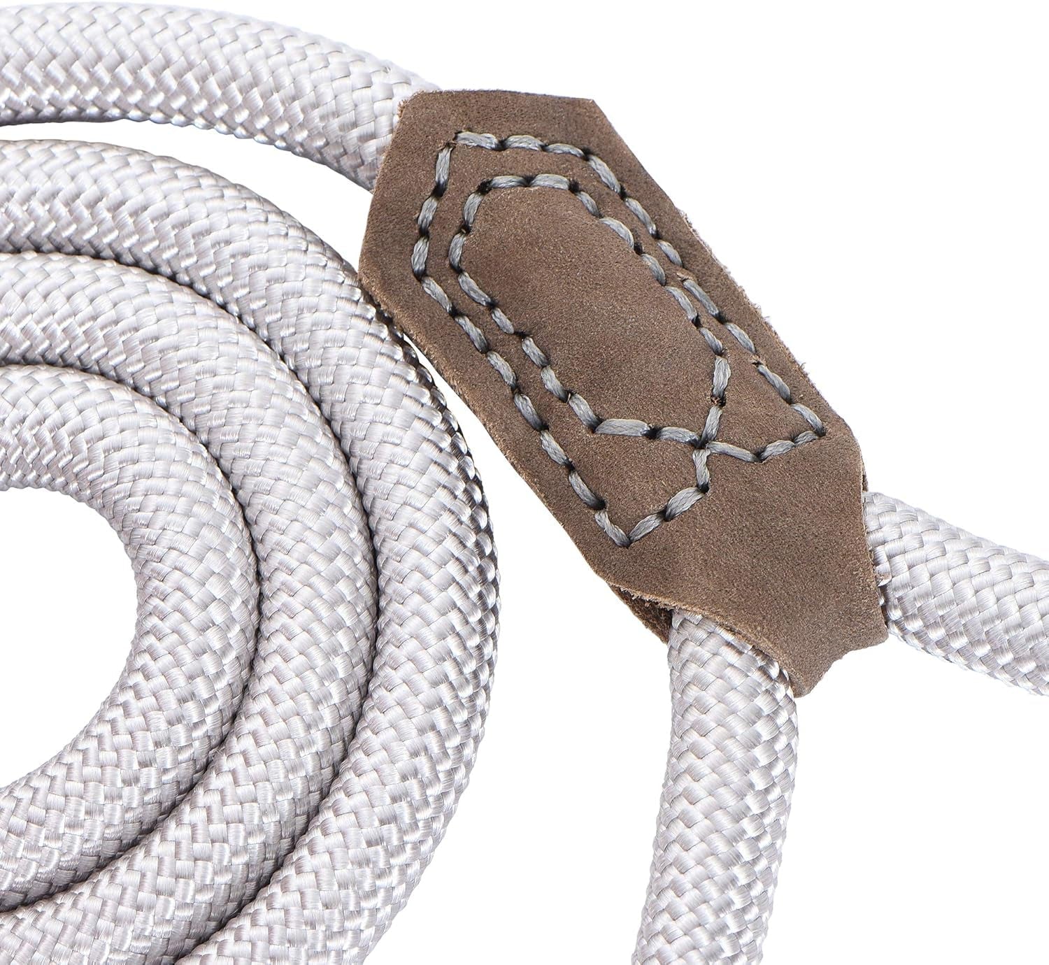 | Premium Leather Dog Leash | Strong Rope Leash | Leather Handle | Zinc Alloy Strong Clasp | Small Medium Large Dogs | 4/5/6 Feet(Sliver, 60 Inch (Pack of 1)) - FurrrBabies & More! - 7445023853838