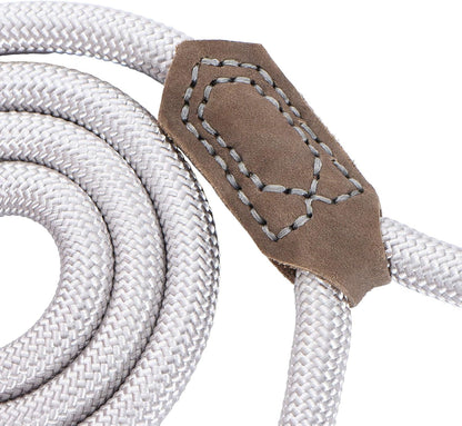 | Premium Leather Dog Leash | Strong Rope Leash | Leather Handle | Zinc Alloy Strong Clasp | Small Medium Large Dogs | 4/5/6 Feet(Sliver, 60 Inch (Pack of 1)) - FurrrBabies & More! - 7445023853838