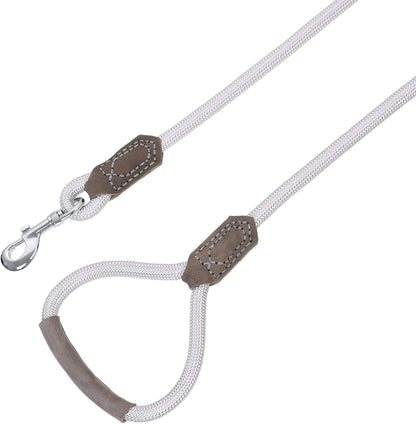 | Premium Leather Dog Leash | Strong Rope Leash | Leather Handle | Zinc Alloy Strong Clasp | Small Medium Large Dogs | 4/5/6 Feet(Sliver, 60 Inch (Pack of 1)) - FurrrBabies & More! - 7445023853838