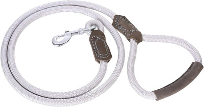 | Premium Leather Dog Leash | Strong Rope Leash | Leather Handle | Zinc Alloy Strong Clasp | Small Medium Large Dogs | 4/5/6 Feet(Sliver, 60 Inch (Pack of 1)) - FurrrBabies & More! - 7445023853838
