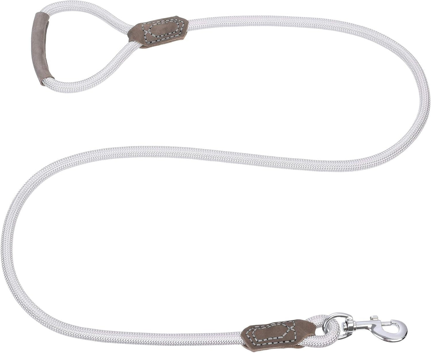 | Premium Leather Dog Leash | Strong Rope Leash | Leather Handle | Zinc Alloy Strong Clasp | Small Medium Large Dogs | 4/5/6 Feet(Sliver, 60 Inch (Pack of 1)) - FurrrBabies & More! - 7445023853838