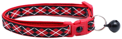 Red Argyle Breakaway Cat Collar - FurrrBabies & More! - Black - Cat Collar