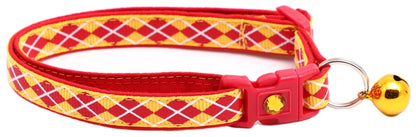 Red Argyle Breakaway Cat Collar - FurrrBabies & More! - Yellow - Cat Collar