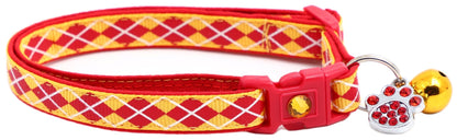 Red Argyle Breakaway Cat Collar - FurrrBabies & More! - Yellow - Cat Collar
