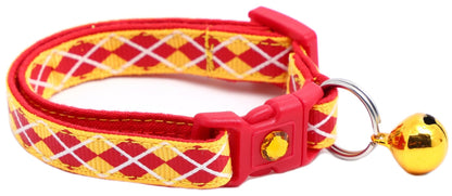 Red Argyle Breakaway Cat Collar - FurrrBabies & More! - Yellow - Cat Collar