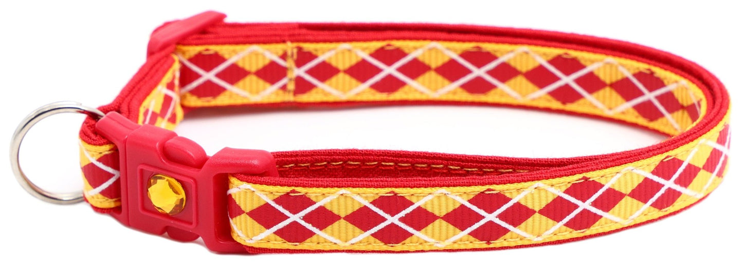 Red Argyle Breakaway Cat Collar - FurrrBabies & More! - Yellow - Cat Collar