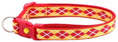 Red Argyle Breakaway Cat Collar - FurrrBabies & More! - Yellow - Cat Collar