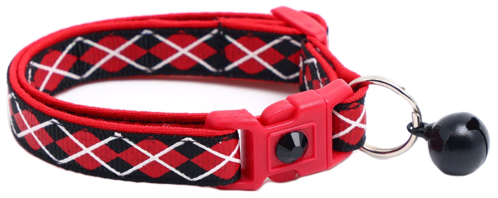 Red Argyle Breakaway Cat Collar - FurrrBabies & More! - Black - Cat Collar