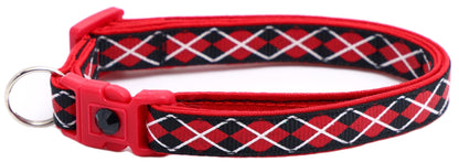 Red Argyle Breakaway Cat Collar - FurrrBabies & More! - Black - Cat Collar