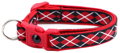 Red Argyle Breakaway Cat Collar - FurrrBabies & More! - Black - Cat Collar