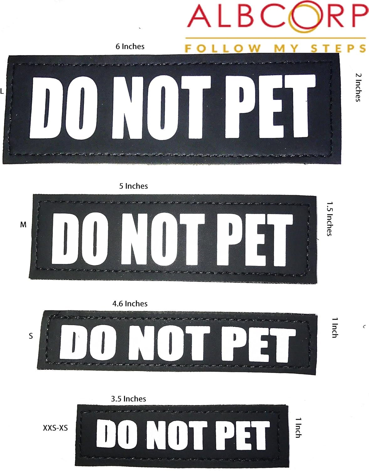 Reflective Do Not Pet Patches with Hook Backing for Service Animal Vests/Harnesses XXS or Extra Small (3.5 X 1) Inch - FurrrBabies & More! - 313111675655
