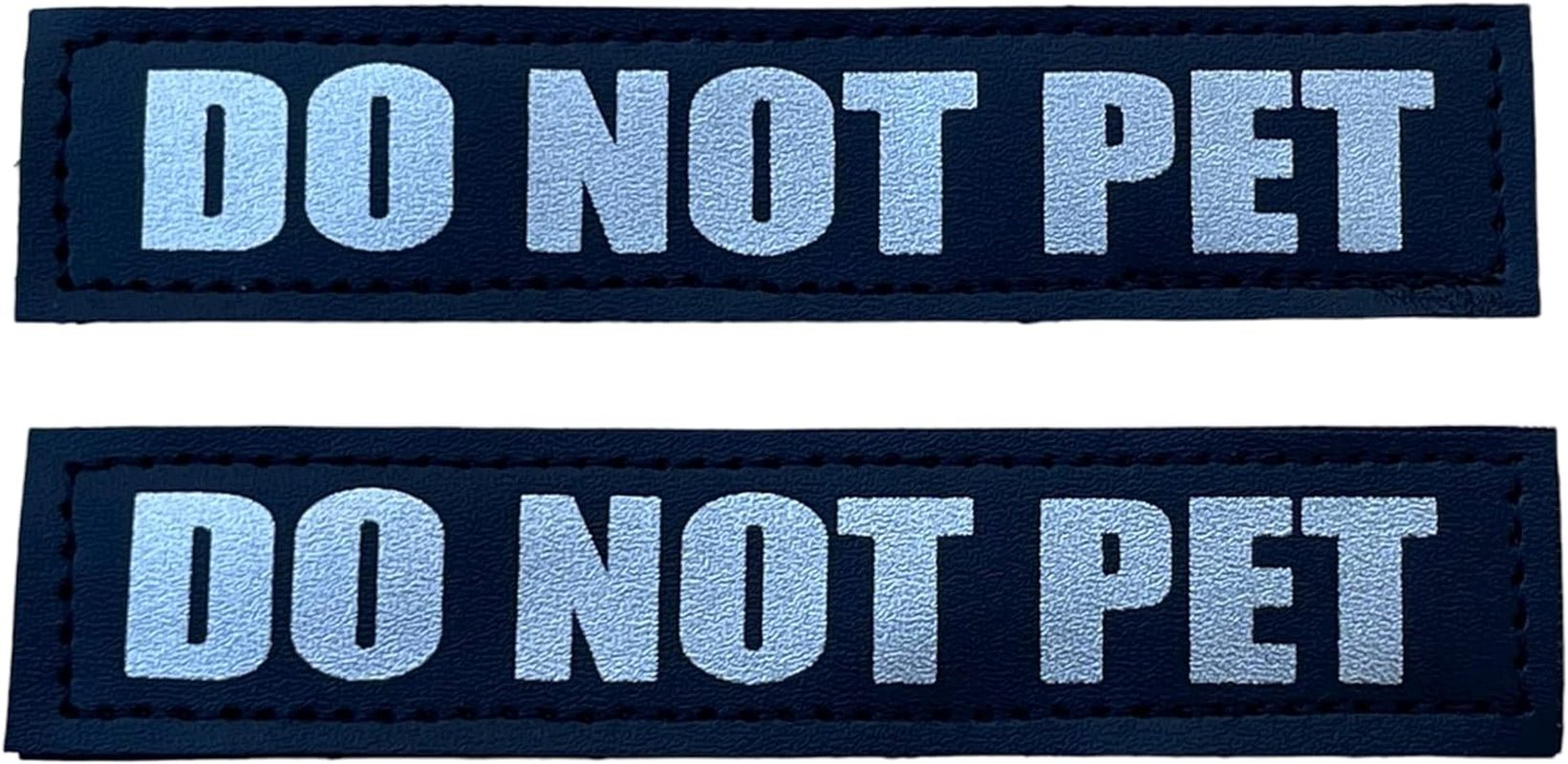 Reflective Do Not Pet Patches with Hook Backing for Service Animal Vests/Harnesses XXS or Extra Small (3.5 X 1) Inch - FurrrBabies & More! - 313111675655