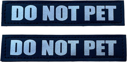 Reflective Do Not Pet Patches with Hook Backing for Service Animal Vests/Harnesses XXS or Extra Small (3.5 X 1) Inch - FurrrBabies & More! - 313111675655