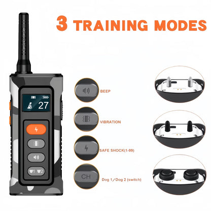Remote Control Waterproof Pet Behaviorfor 8 - 150Lbs Puppy with Shock Vibration 3300Ft Electric Dog Training Collar for All Dogs - FurrrBabies & More! - 7445038418428