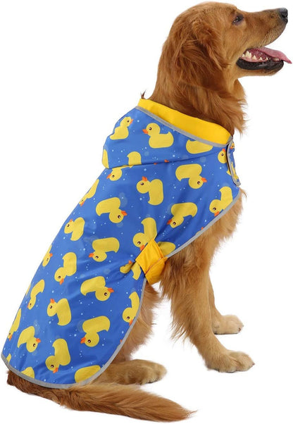 Reversible Dog Raincoat Hooded Slicker Poncho Rain Coat Jacket for Small Medium Large Dogs Ducks Yellow - L - FurrrBabies & More! - 7445042417479