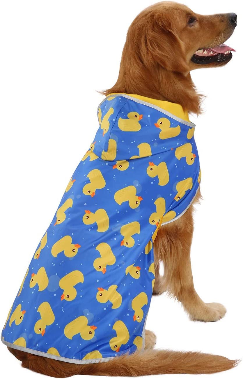 Reversible Dog Raincoat Hooded Slicker Poncho Rain Coat Jacket for Small Medium Large Dogs Ducks Yellow - L - FurrrBabies & More! - 7445042417479