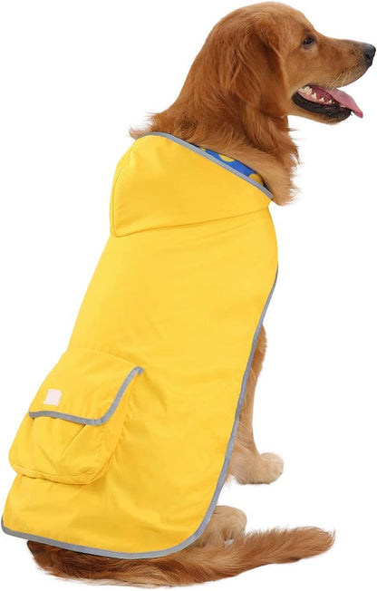 Reversible Dog Raincoat Hooded Slicker Poncho Rain Coat Jacket for Small Medium Large Dogs Ducks Yellow - L - FurrrBabies & More! - 7445042417479