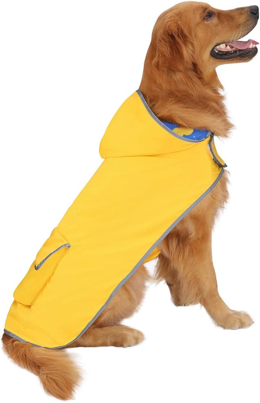 Reversible Dog Raincoat Hooded Slicker Poncho Rain Coat Jacket for Small Medium Large Dogs Ducks Yellow - L - FurrrBabies & More! - 7445042417479
