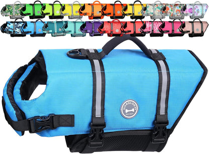 Rip Stop Dog Life Vest, Swimming Vest with Handle, Buoyancy for Doggy Puppy, Dog Life Jacket for Swimming & Boating, S, Blue - FurrrBabies & More! - 313055515512