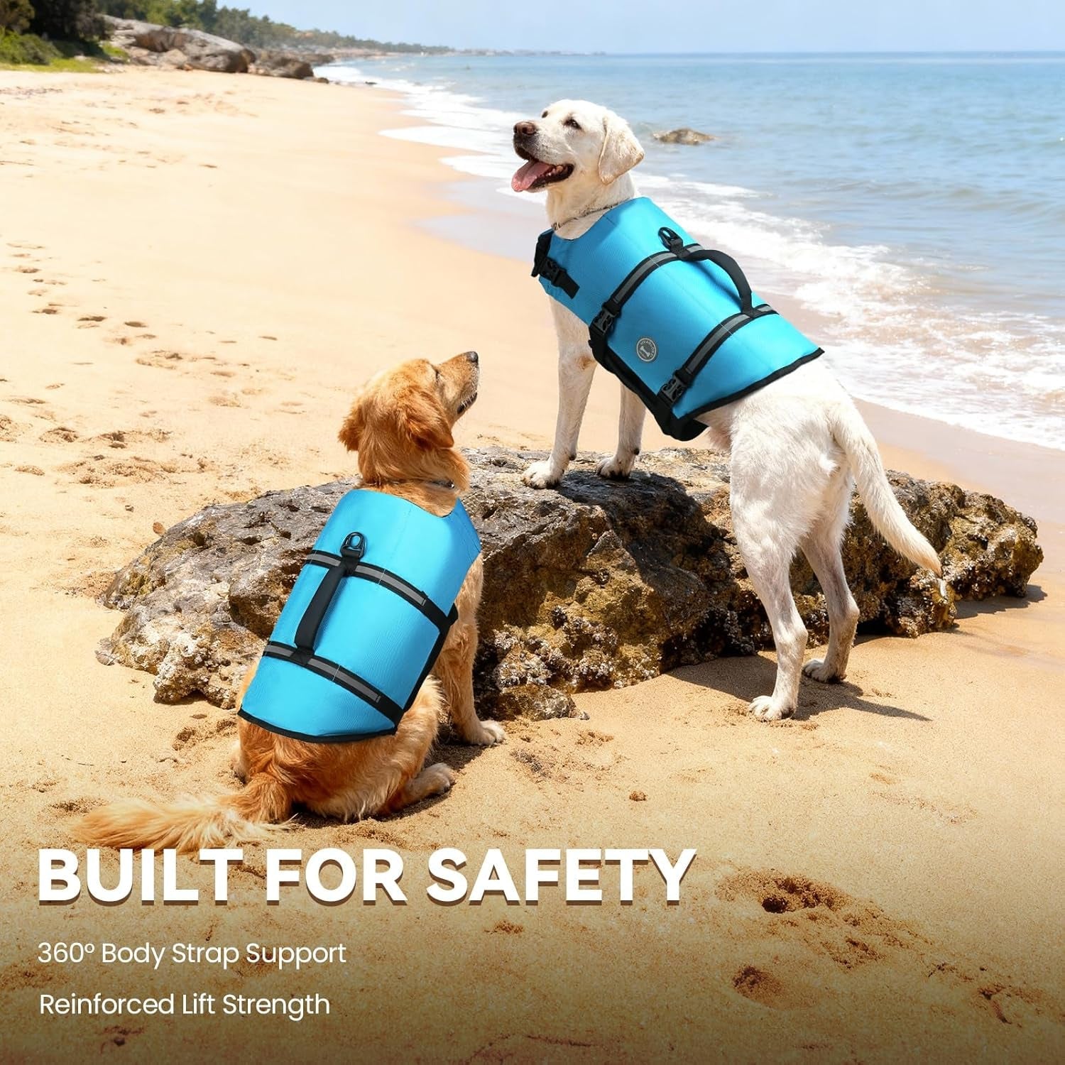 Rip Stop Dog Life Vest, Swimming Vest with Handle, Buoyancy for Doggy Puppy, Dog Life Jacket for Swimming & Boating, S, Blue - FurrrBabies & More! - 313055515512