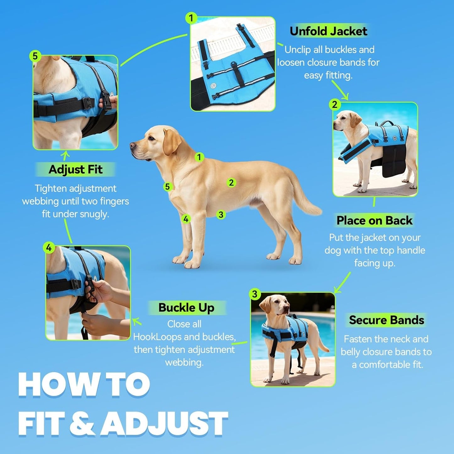 Rip Stop Dog Life Vest, Swimming Vest with Handle, Buoyancy for Doggy Puppy, Dog Life Jacket for Swimming & Boating, S, Blue - FurrrBabies & More! - 313055515512