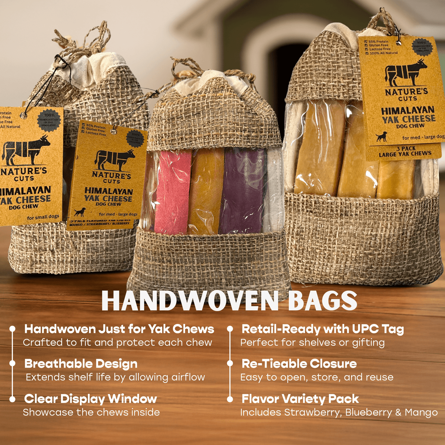 Small Yak Cheese (4 Pack) in Hand Woven Bag - FurrrBabies & More! - 850061581594n/a