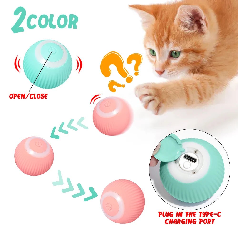 Smart Cat Toys Automatic Rolling Ball Electric Cat Toys Interactive for Cats Training Self - Moving Kitten Toys for Indoor Playing - FurrrBabies & More! - 313040755794