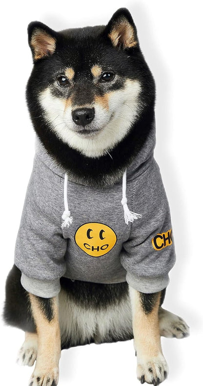 Smiley Dog Hoodie Stylish Dog Clothes Smiley Face Sweater Cotton Sweatshirt Fashion Outfit for Dogs Cats Puppy Small Medium Large (X - Large, Grey) - FurrrBabies & More! - 7445052490486