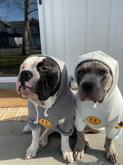 Smiley Dog Hoodie Stylish Dog Clothes Smiley Face Sweater Cotton Sweatshirt Fashion Outfit for Dogs Cats Puppy Small Medium Large (X - Large, Grey) - FurrrBabies & More! - 7445052490486